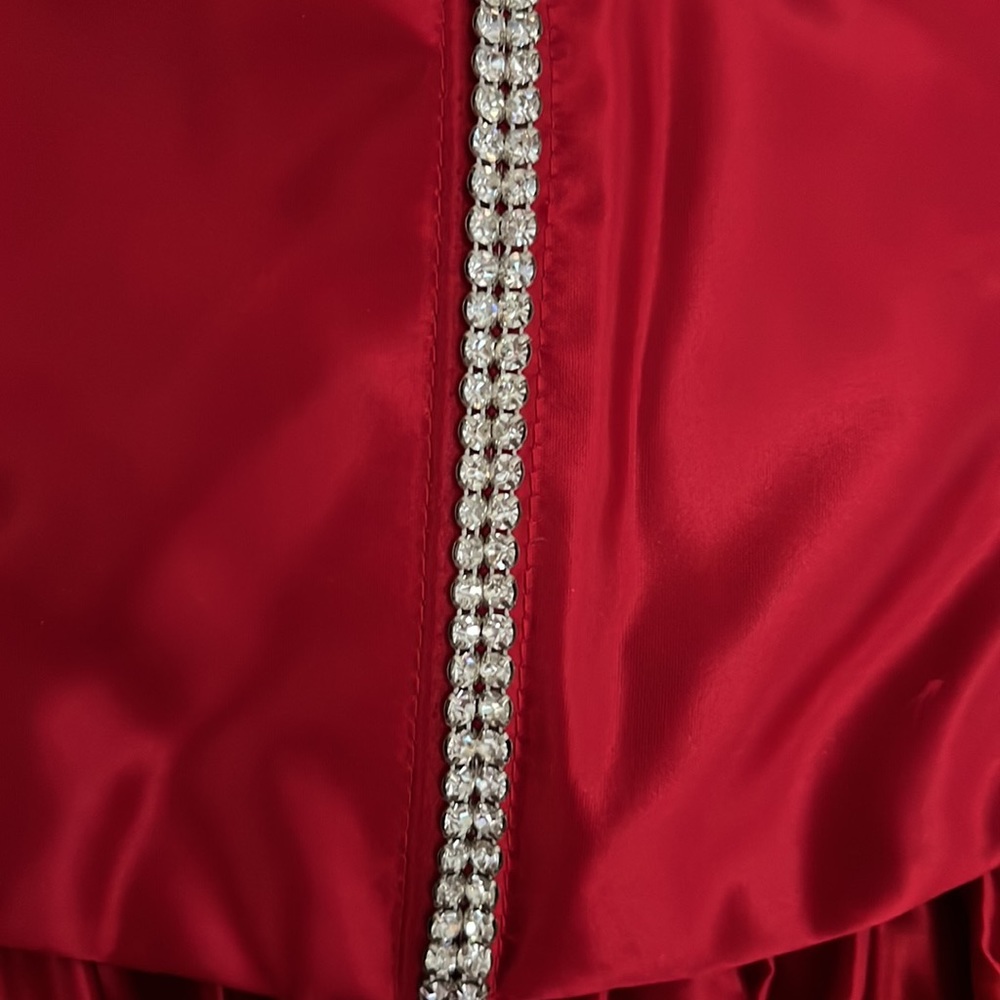 Vintage Fiery Red Corset Formal Ball Gown Rhinestones Embellished Bodice Small - Picture 7 of 15